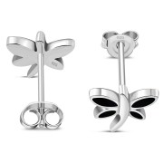 Butterfly Stud Black Onyx Sterling Silver Earrings - e349